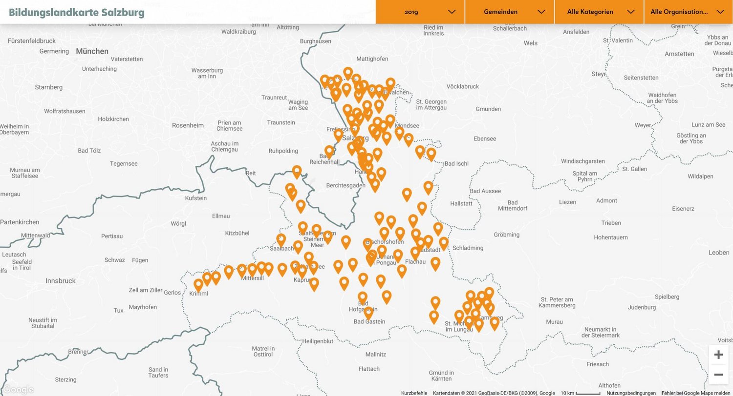 Bildungslandkarte der Erwachsenenbildung Salzburg
